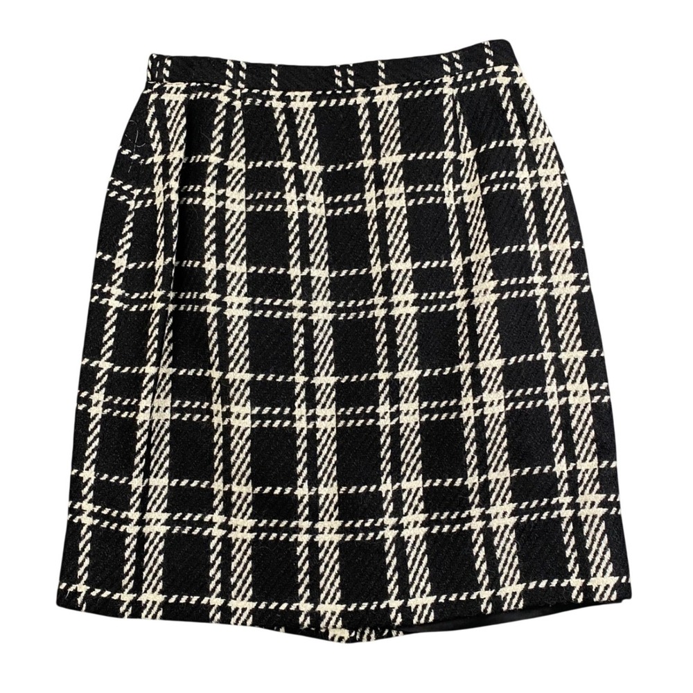 JH Collectibles Vintage 90s Plaid Wool Pencil Skirt Black Preppy Size 10 USA 781